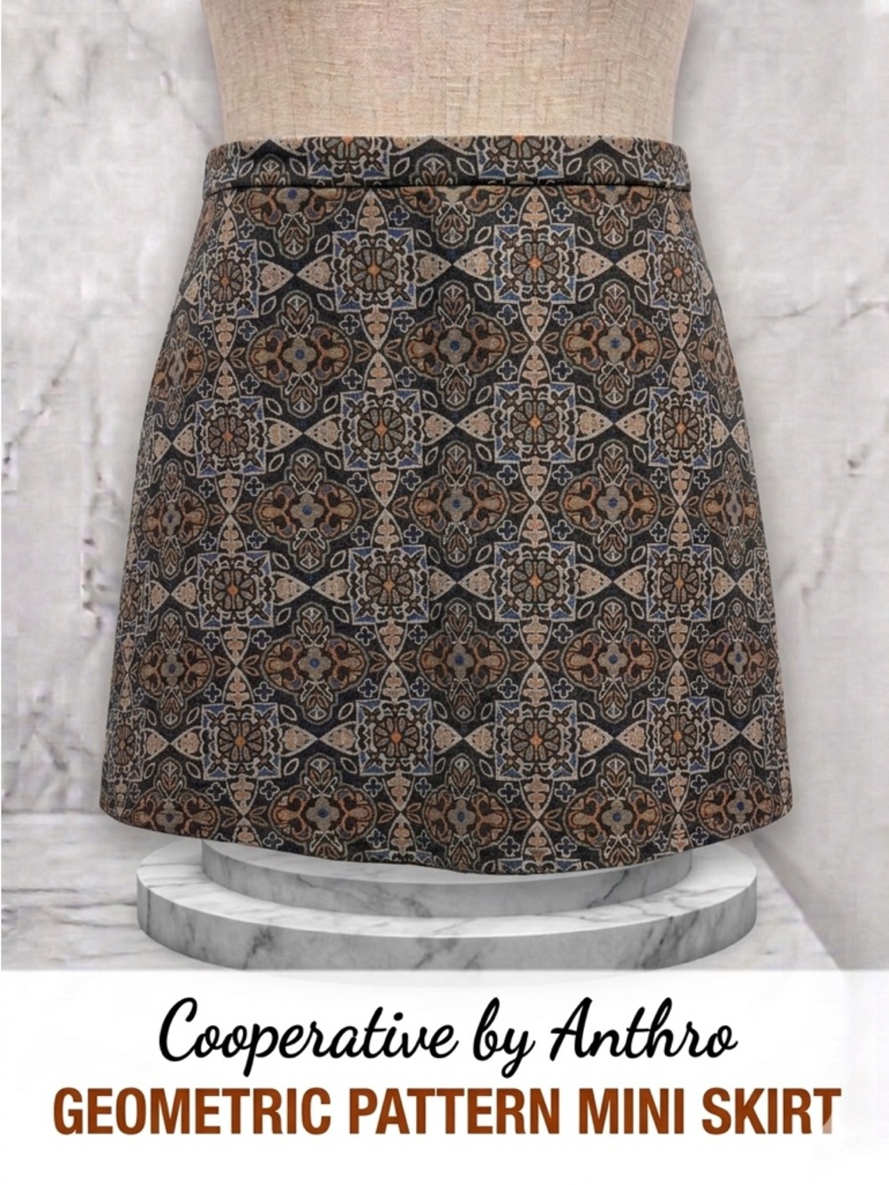 Cooperative by Anthropologie | Geometric Pattern A-Line Mini Skirt Size 2